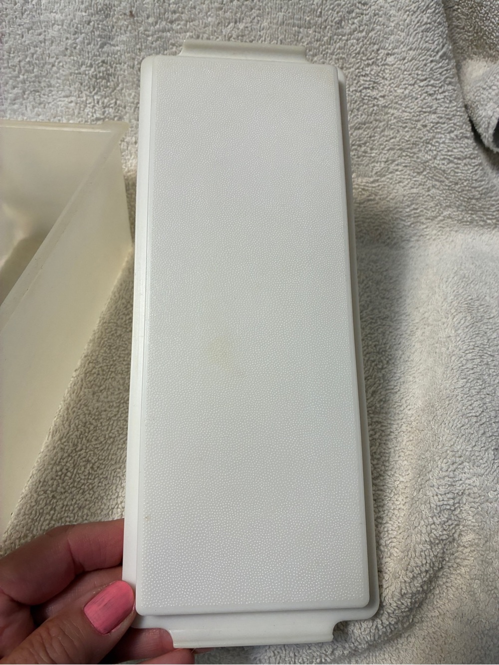 Vintage Tupperware Rectangular Cheese Keeper Translucent Ivory - Picture 6 of 7